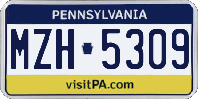 PA license plate MZH5309