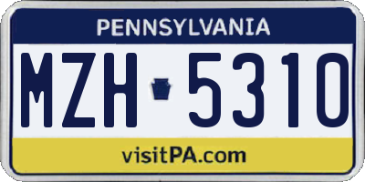 PA license plate MZH5310