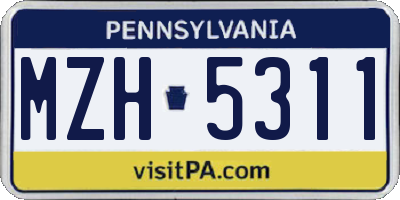 PA license plate MZH5311