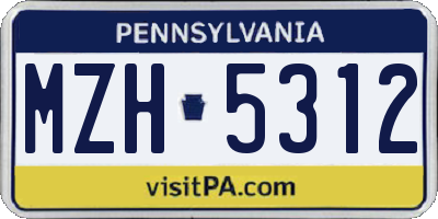 PA license plate MZH5312