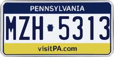 PA license plate MZH5313