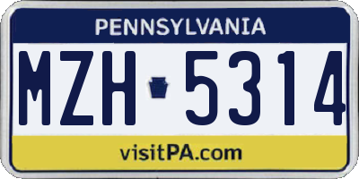 PA license plate MZH5314