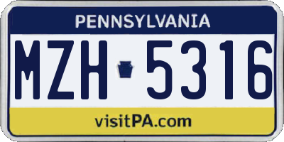 PA license plate MZH5316