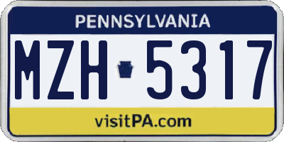 PA license plate MZH5317
