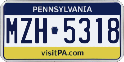 PA license plate MZH5318