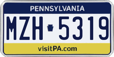 PA license plate MZH5319