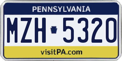PA license plate MZH5320