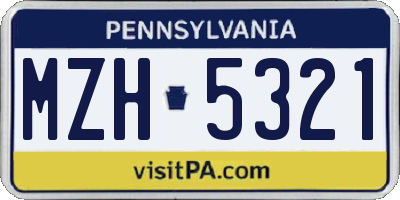 PA license plate MZH5321