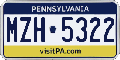 PA license plate MZH5322