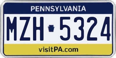 PA license plate MZH5324