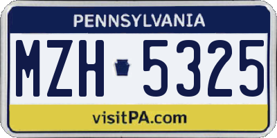 PA license plate MZH5325