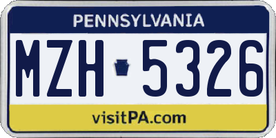 PA license plate MZH5326