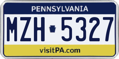 PA license plate MZH5327