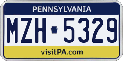 PA license plate MZH5329