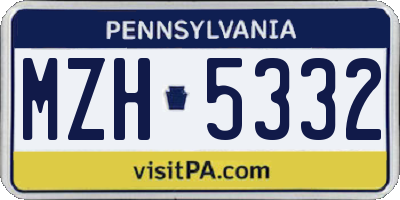 PA license plate MZH5332