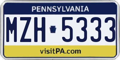 PA license plate MZH5333