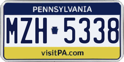 PA license plate MZH5338