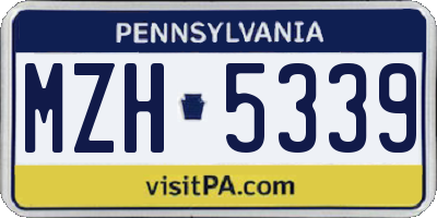 PA license plate MZH5339
