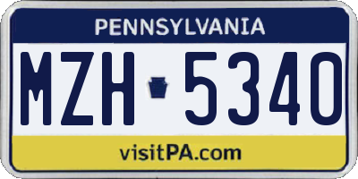PA license plate MZH5340