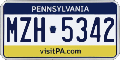 PA license plate MZH5342