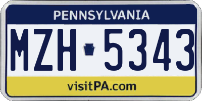 PA license plate MZH5343