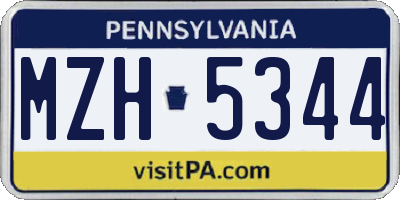 PA license plate MZH5344