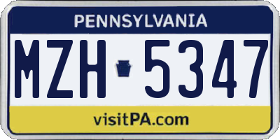 PA license plate MZH5347