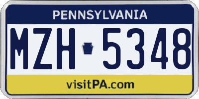 PA license plate MZH5348