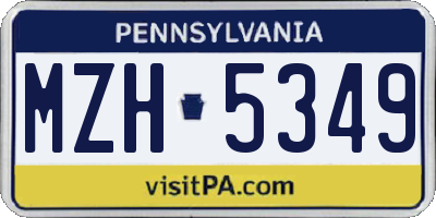 PA license plate MZH5349