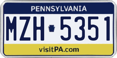 PA license plate MZH5351
