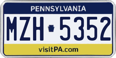 PA license plate MZH5352