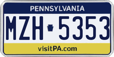 PA license plate MZH5353