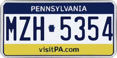 PA license plate MZH5354