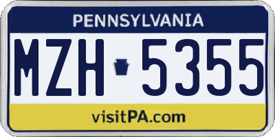 PA license plate MZH5355