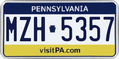 PA license plate MZH5357