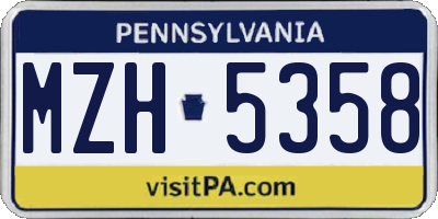 PA license plate MZH5358
