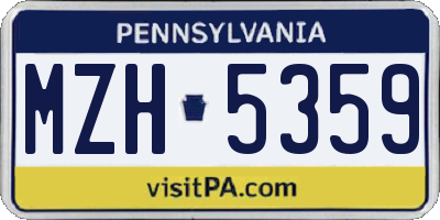 PA license plate MZH5359