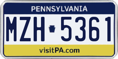 PA license plate MZH5361