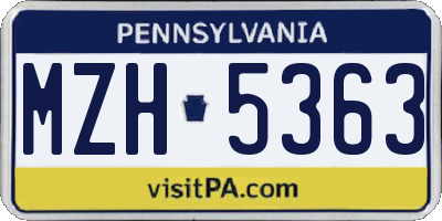 PA license plate MZH5363