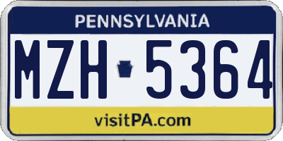 PA license plate MZH5364