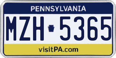 PA license plate MZH5365