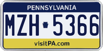 PA license plate MZH5366