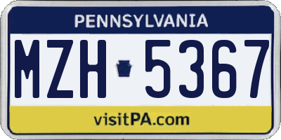 PA license plate MZH5367