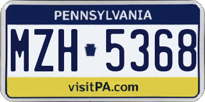 PA license plate MZH5368