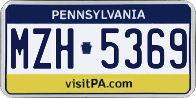 PA license plate MZH5369