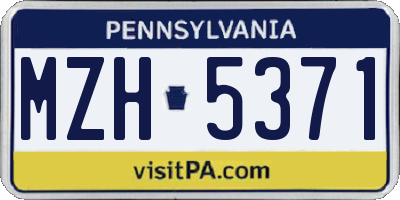 PA license plate MZH5371