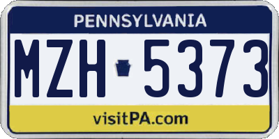 PA license plate MZH5373