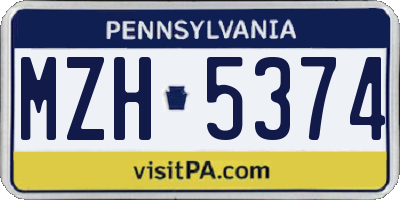 PA license plate MZH5374