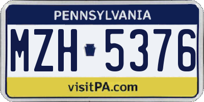 PA license plate MZH5376