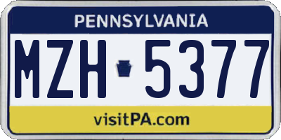 PA license plate MZH5377